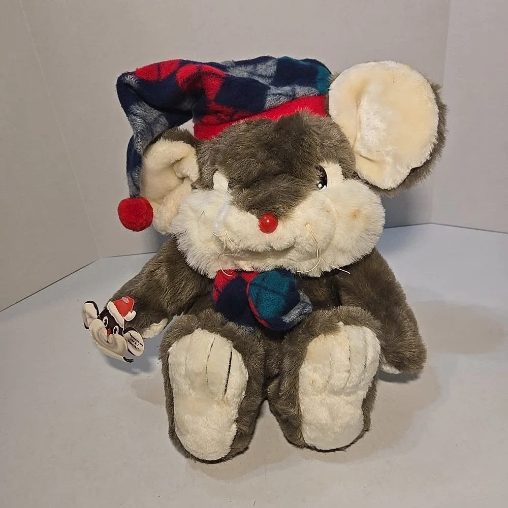 VTG Dayton Hudson Target Christmas Mouse Plush 12x14in Squeak Ear‎ Holiday 1980s